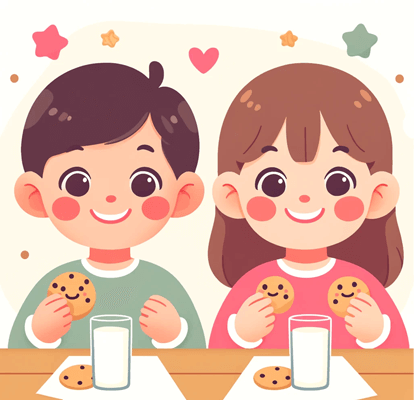 おやつを食べるこども