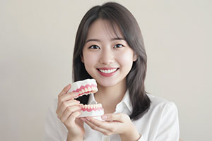 歯型を持っている女性