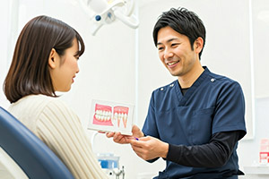 患者さんに説明を行う歯科医師
