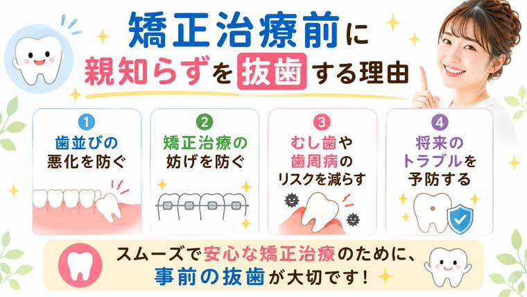 矯正治療前に親知らずを抜歯する理由の図解