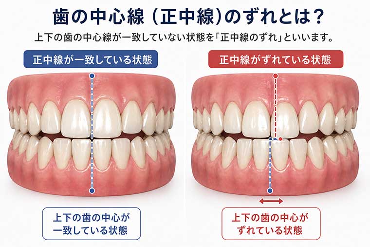 歯の中心のずれの図解
