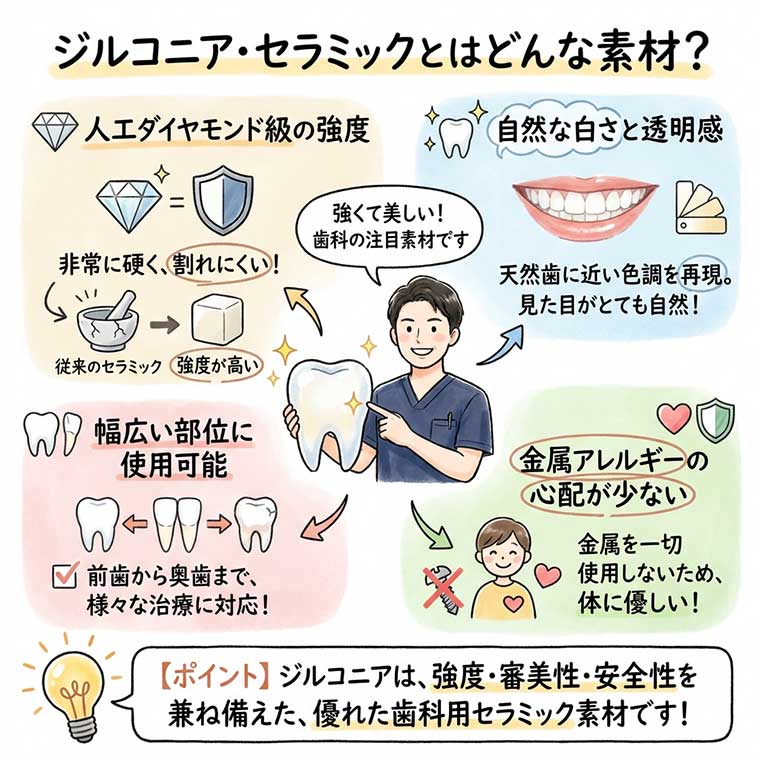 ジルコニア・セラミックとはどんな素材？の図解