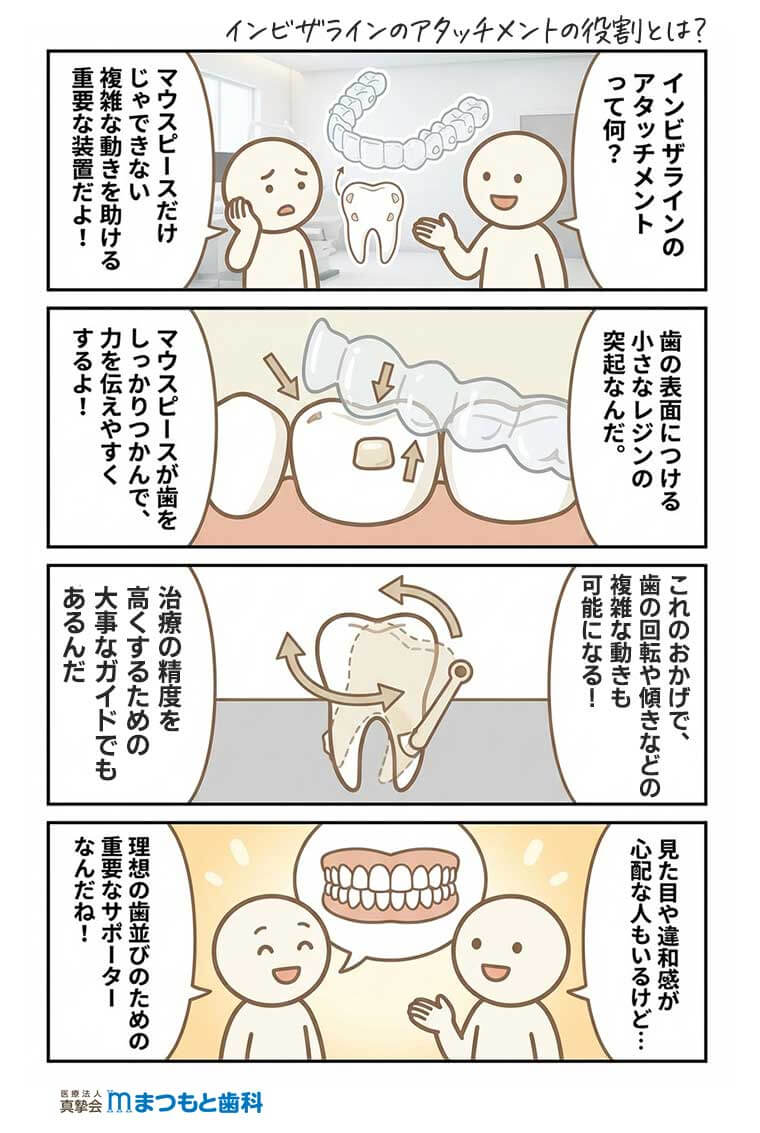 【マンガ】インビザラインのアタッチメントの役割とは？