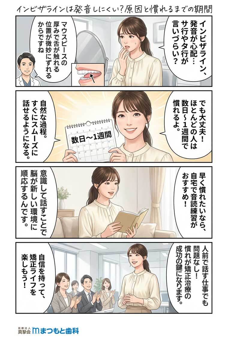 【マンガ】インビザラインは発音しにくい？原因と慣れるまでの期間