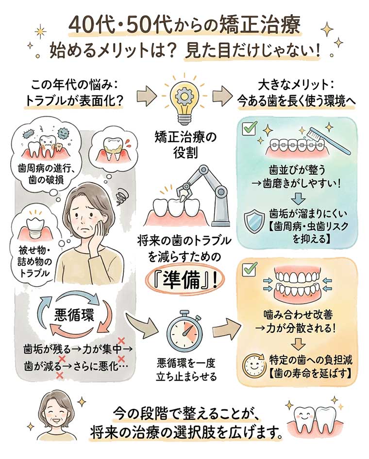 【図解】40代・50代から矯正治療を始めるメリット