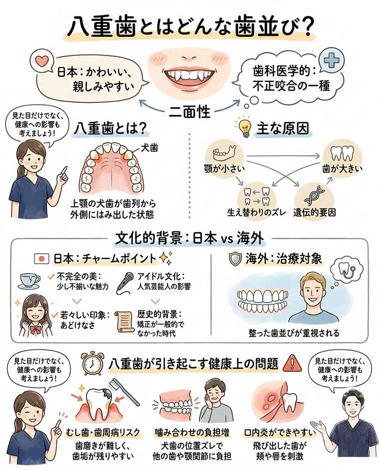八重歯とはどんな歯並び？の図解