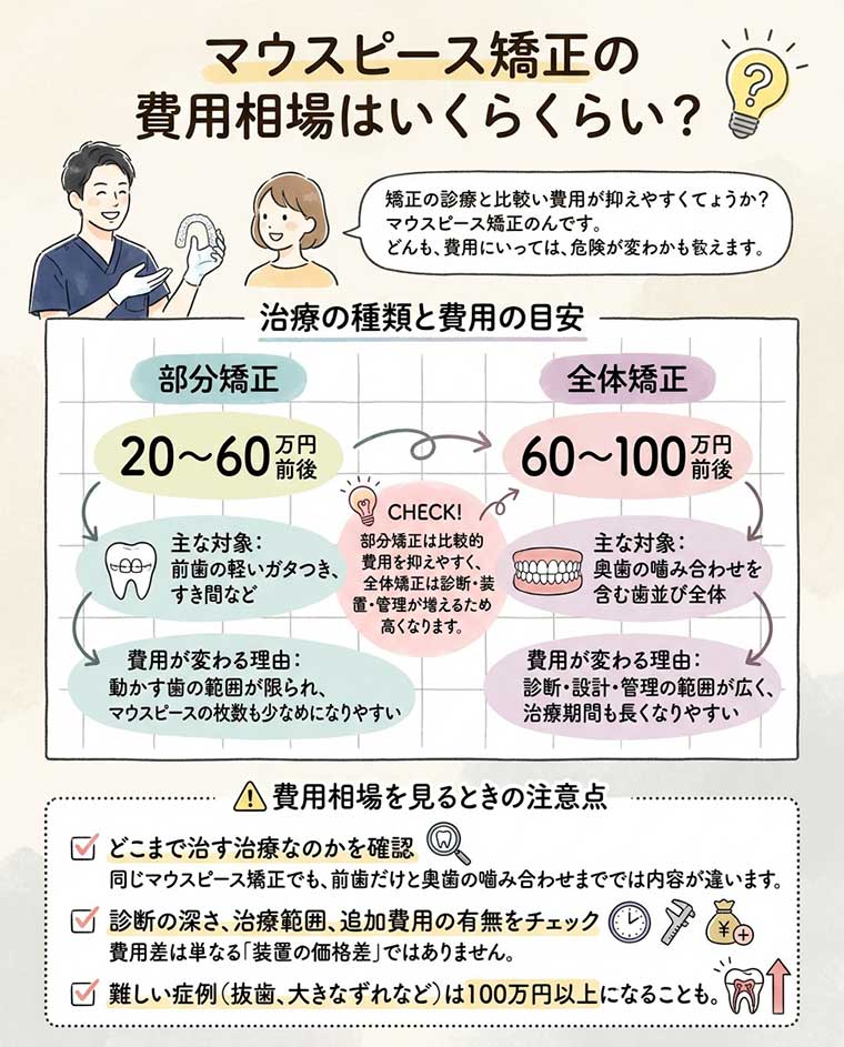 マウスピース矯正の費用相場はいくらくらい？の図解